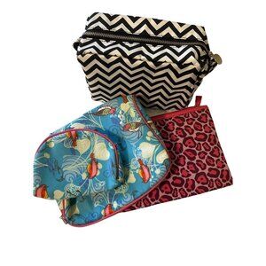💖Bag Bundle Set Of 4 Vibrant Patterned Zippered Cosmetic Bags